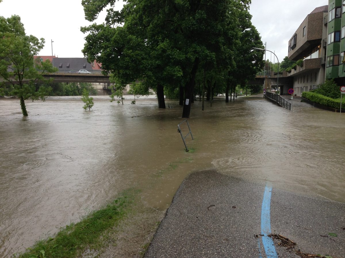 So zeigt sich das Hochwasser am Rand der Enns in Steyr