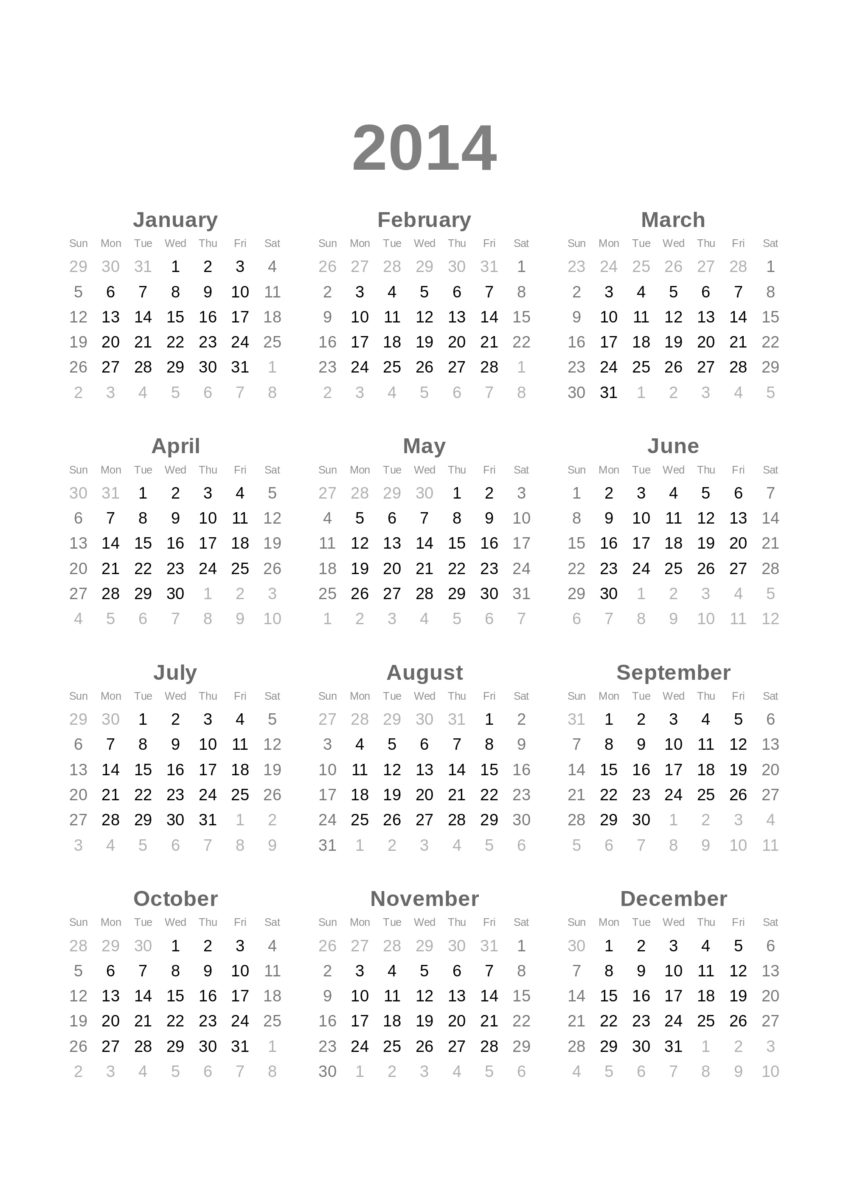 Wer keinen kaufen möchte, kann sich einen Ausdrucken: Der Kalender für 2014